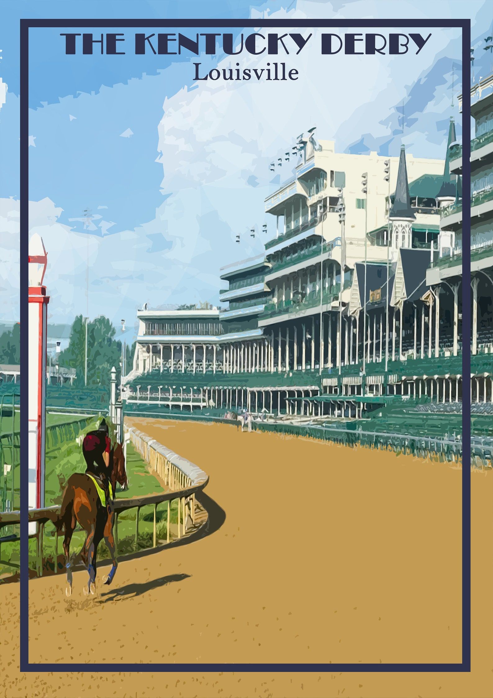 Kentucky Derby Print Poster Canvas Churchill Downs Wall Art | Etsy Throughout Most Current Derby Wall Art (View 8 of 20)