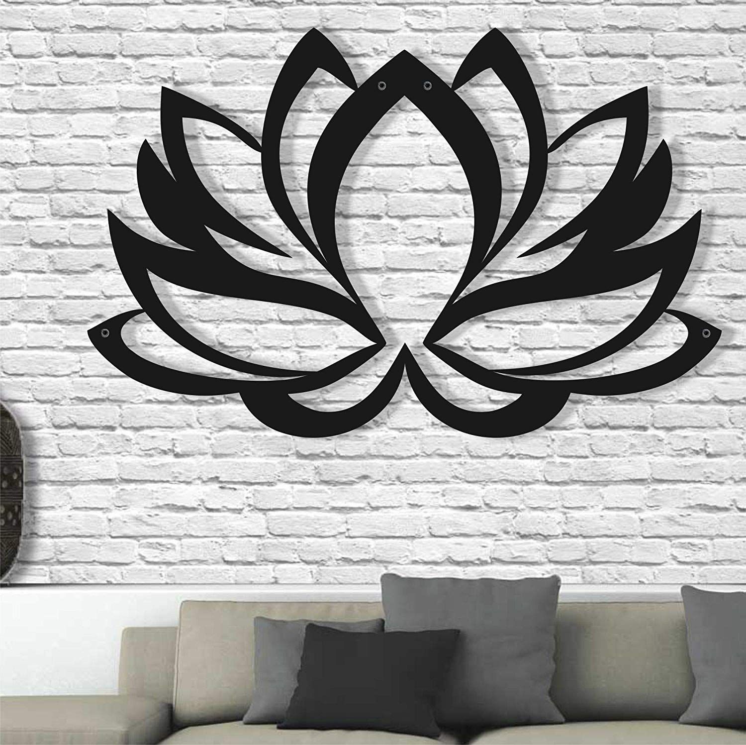 Lamodahome Metal Wall Art – Lotus Flower – 3d Wall Silhouette Metal Throughout Most Recently Released Silver Flower Wall Art (View 9 of 20)
