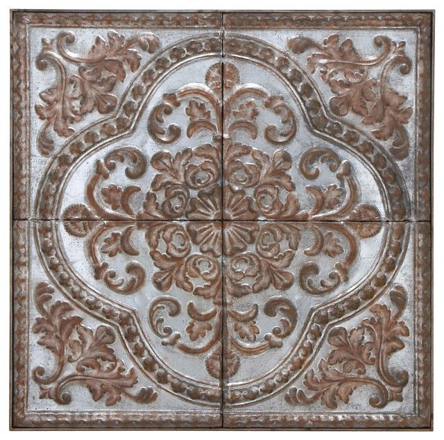 Large 36" Square Embossed Metal Wall Decor – Metallic Silver Ceiling Inside Best And Newest Square Bronze Metal Wall Art (View 14 of 20)