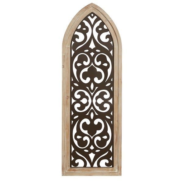 Large Arched Natural Wood And Bronze Metal Wall Decor  (View 12 of 20)