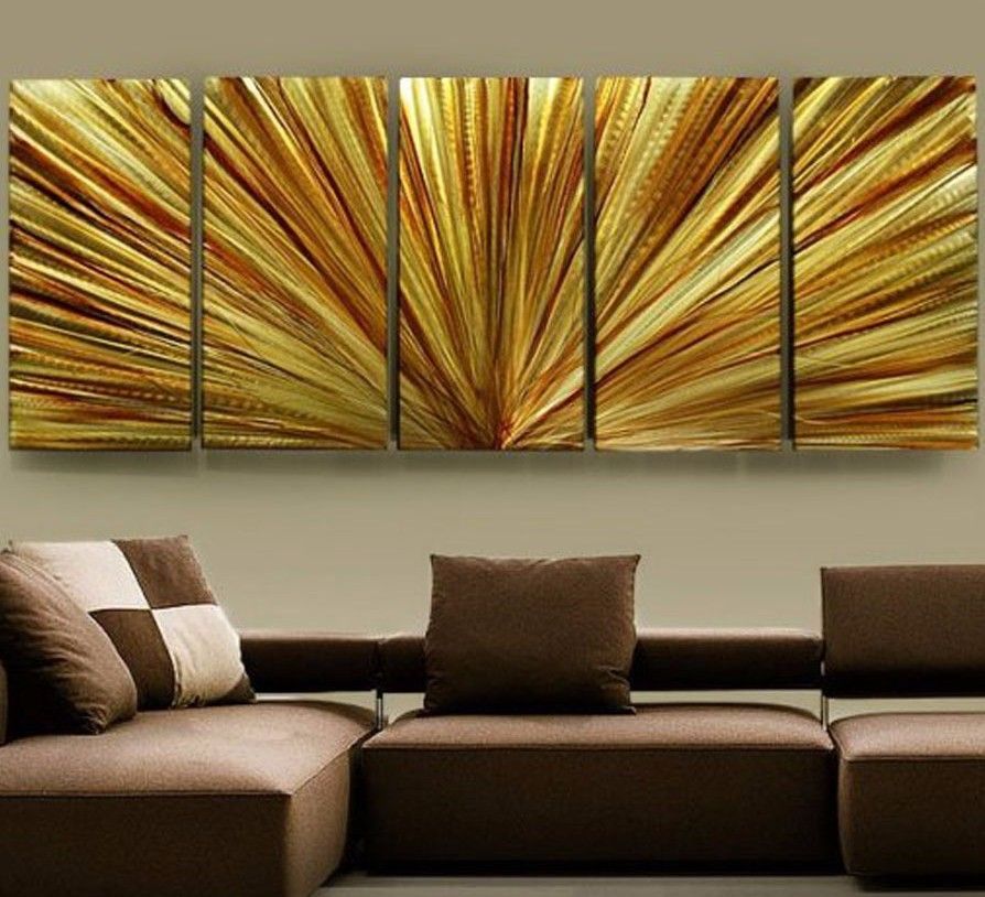 Large Modern Abstract Metal Wall Art Home Decor Painting – Amber Rays Intended For 2018 Abstract Modern Metal Wall Art (View 12 of 20)