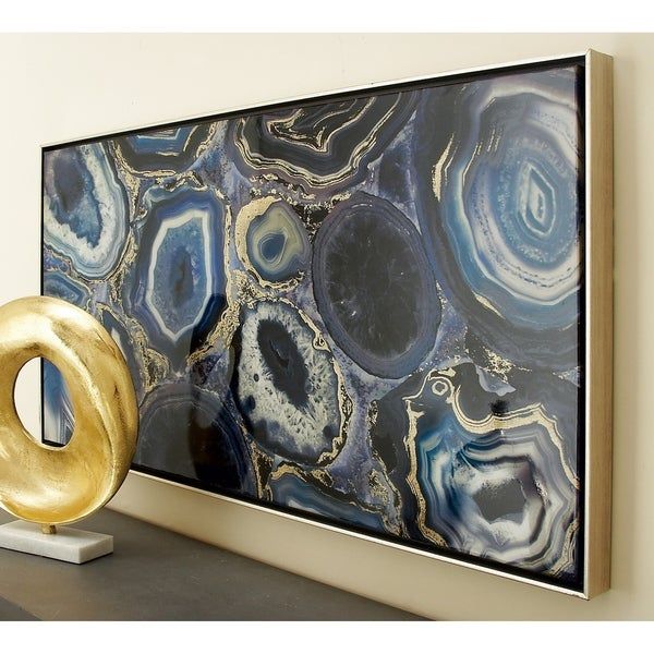 Large Rectangular Blue Agate Geode Abstract Wall Art In Silver Frame 25 In Most Recent Rectangular Wall Art (Gallery 20 of 20)