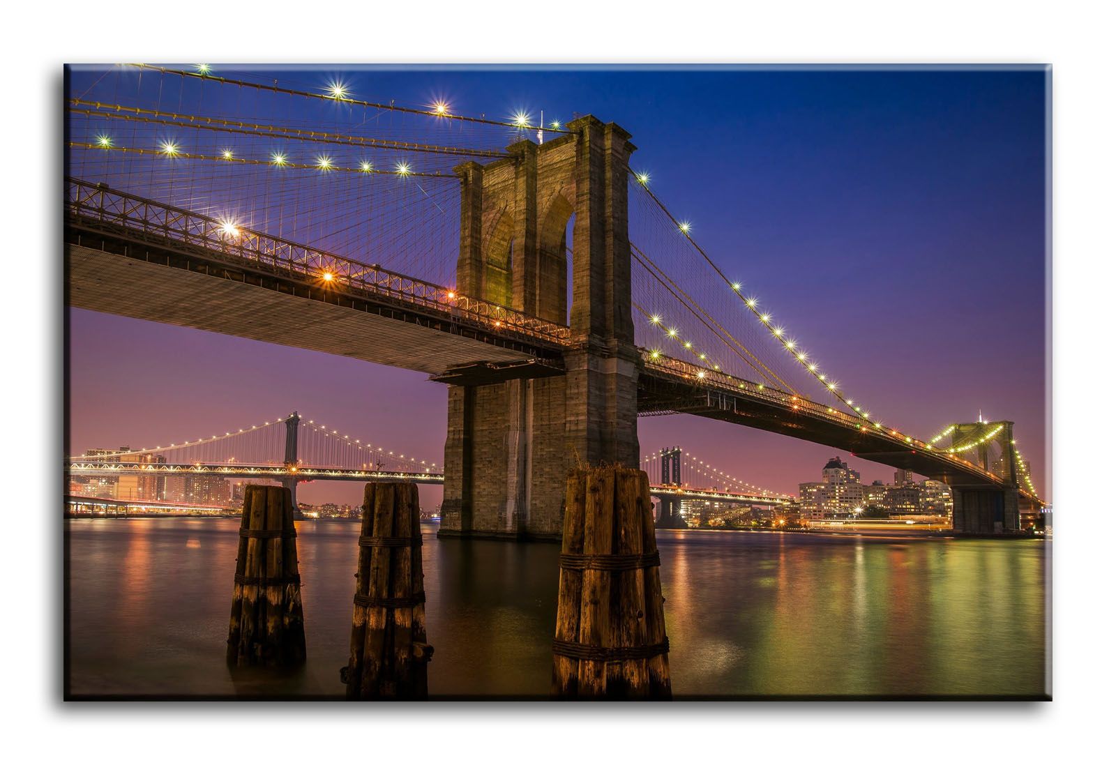 Large Wall Art Canvas Picture Print Of Brooklyn Bridge Light Framed | Ebay Pertaining To Most Recently Released Bridge Wall Art (View 1 of 20)
