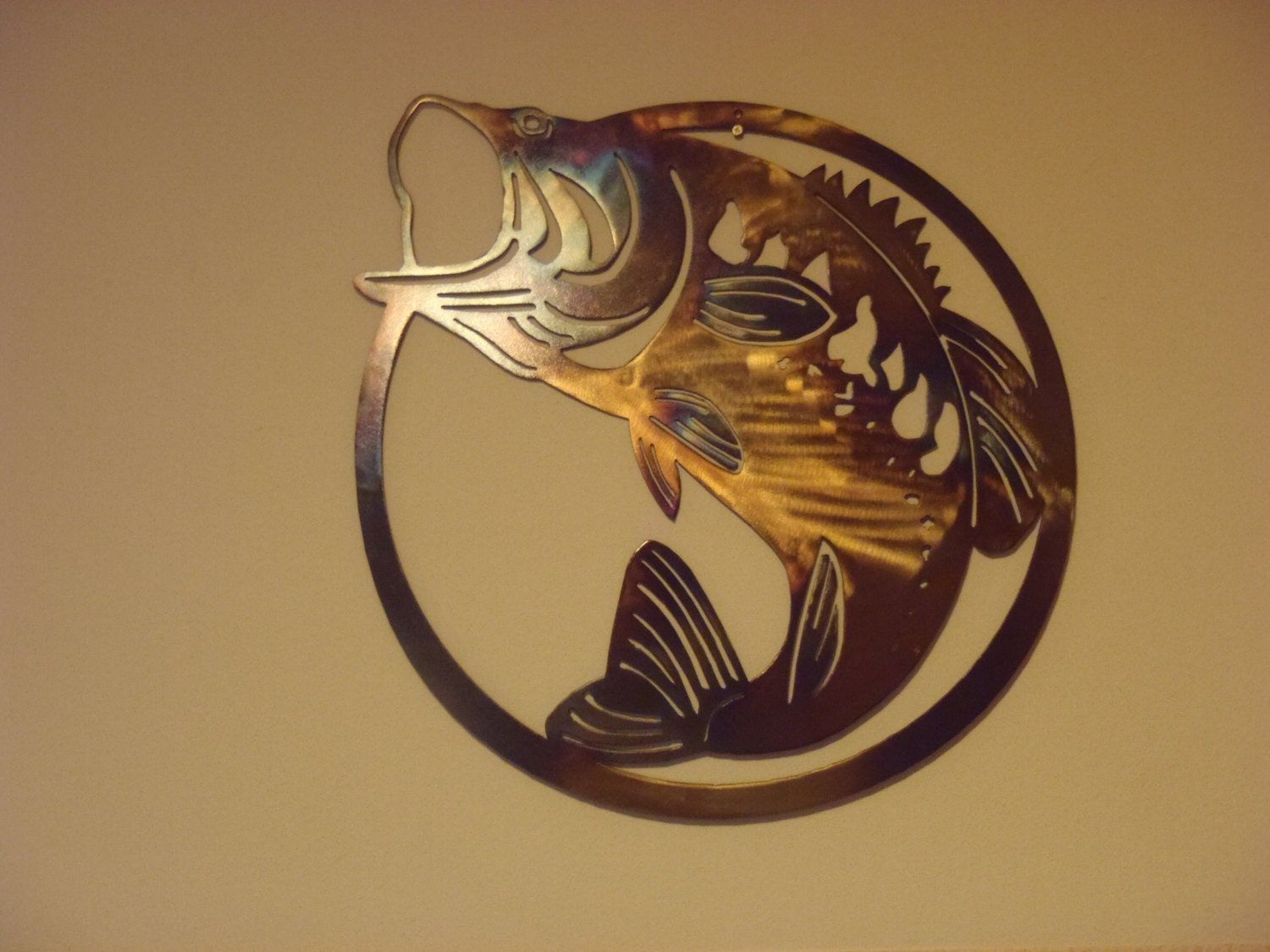 Largemouth Bass Heat Colored Metal Art Wall Decortibi291 With Most Current The Bassist Wall Art (View 3 of 20)