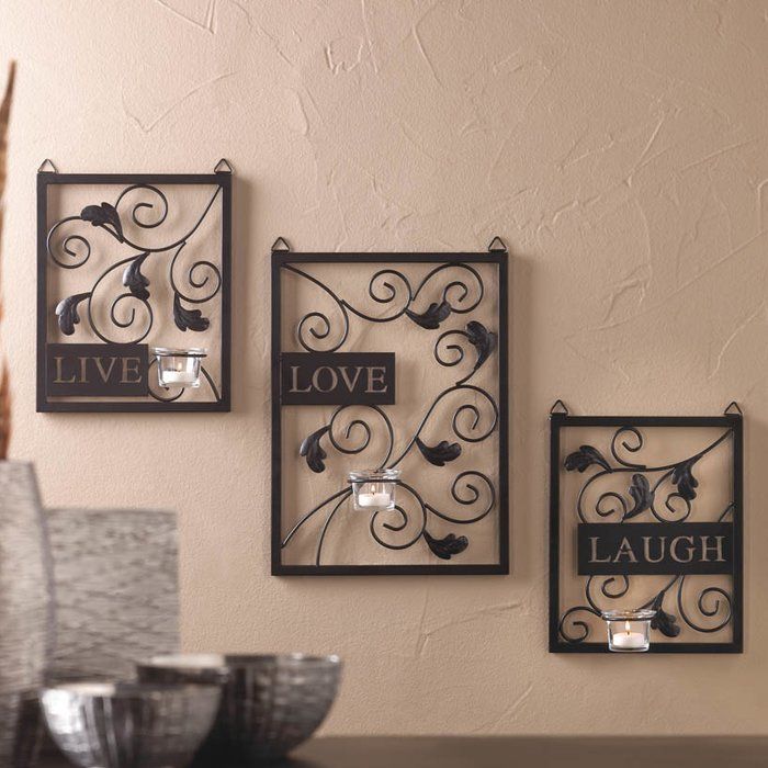 Live Love Laugh 3 Piece Black Wall Décor Set | Brown Wall Decor, Black With Regard To Most Recent 3 Piece Metal Wall Art Set (View 16 of 20)
