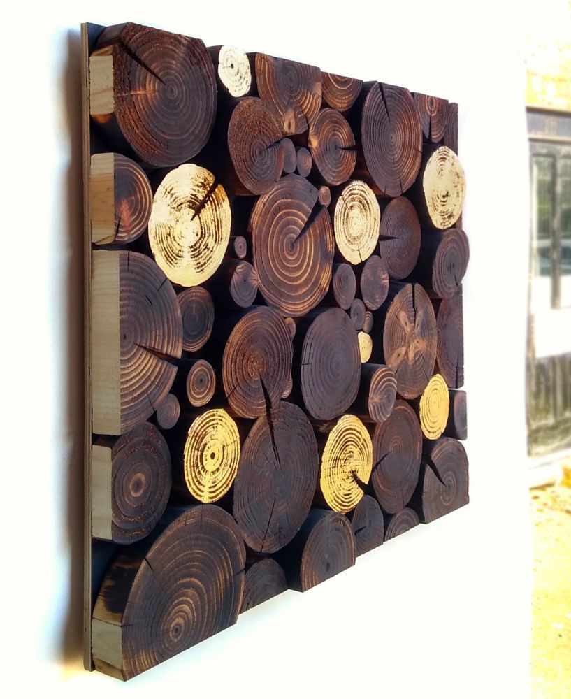 Log Wall Art – Rectangular Mosaic In Blackened & Gold Leaf Throughout Newest Rectangular Wall Art (View 7 of 20)