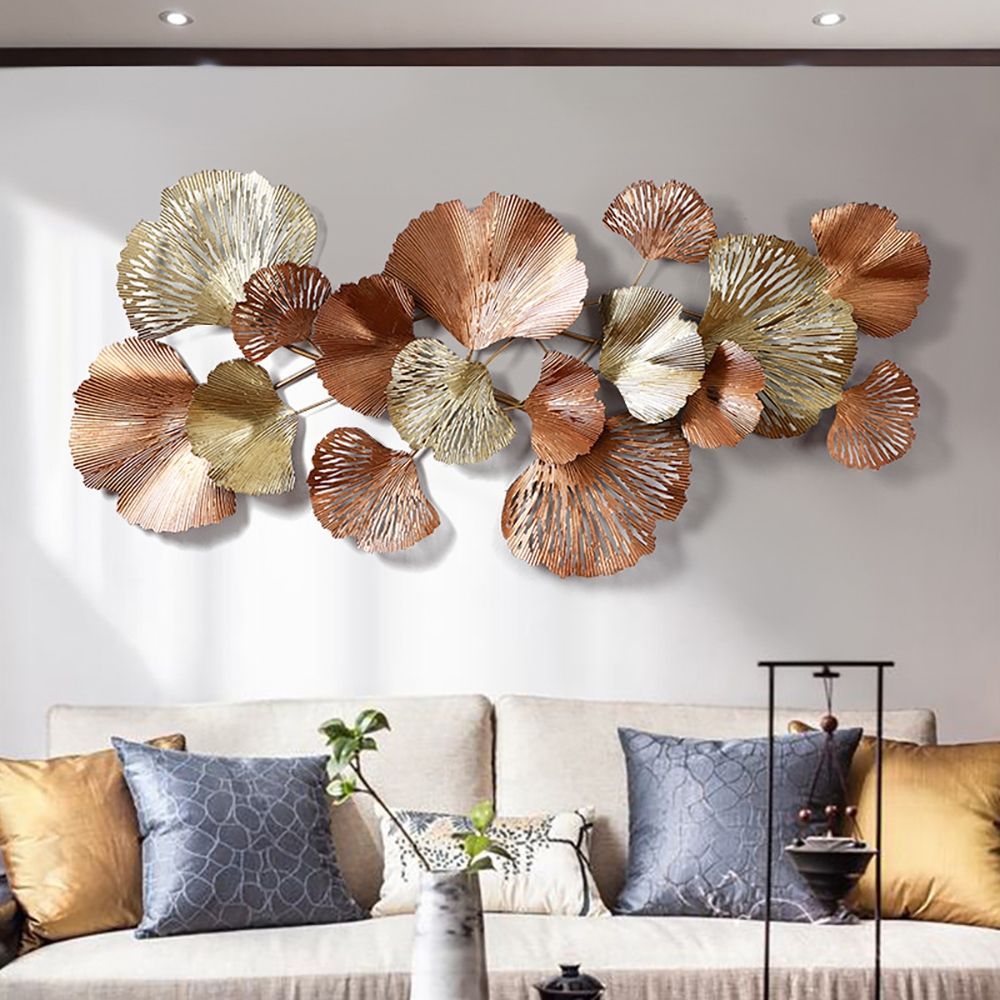 Luxury Gold Ginkgo Leaves Metal Wall Decor Home Art 53.9"l X  (View 1 of 20)