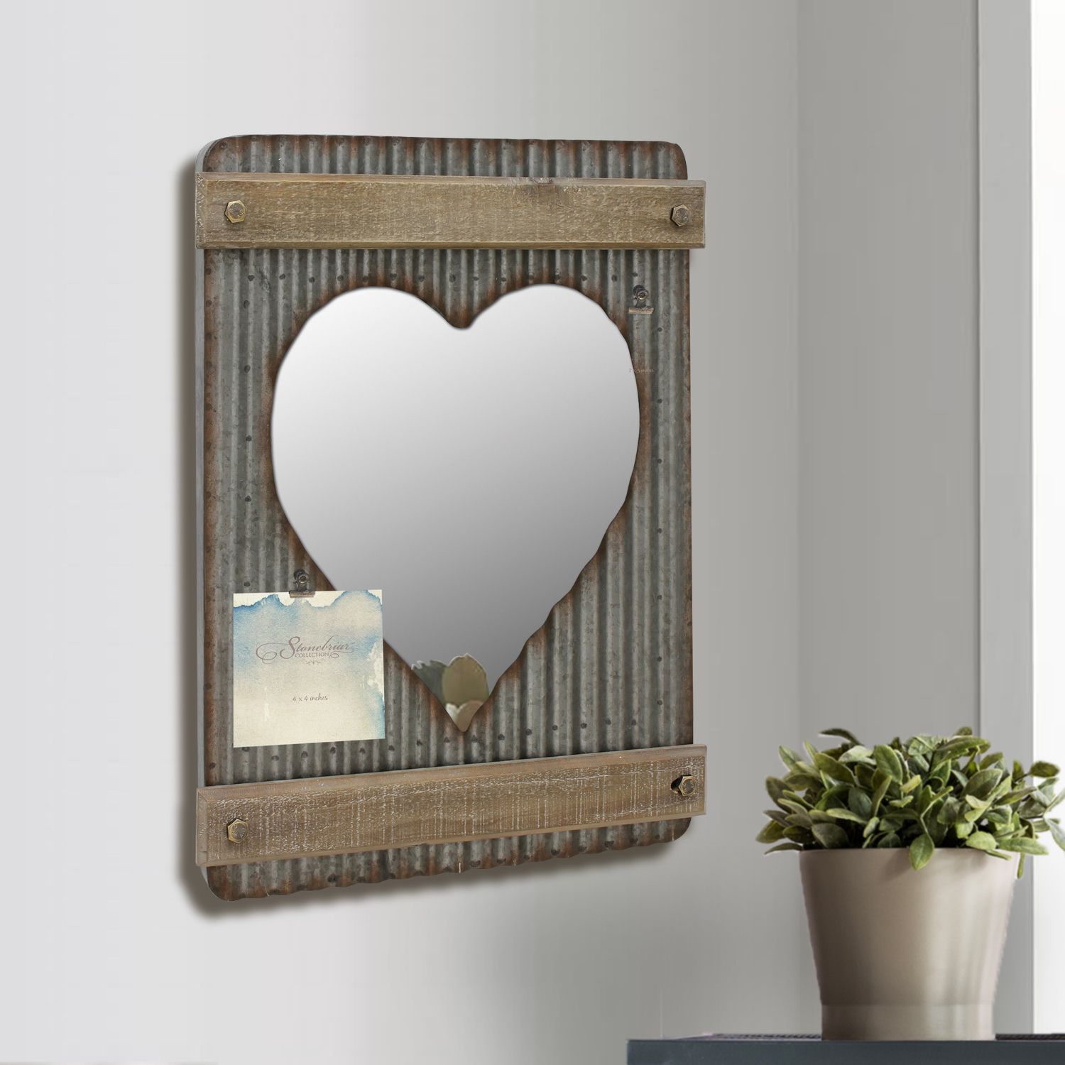 Magnetic Corrugated Metal And Wood Heart Shaped Wall Mirror Decor, Home Intended For 2018 Metal Mirror Wall Art (View 19 of 20)