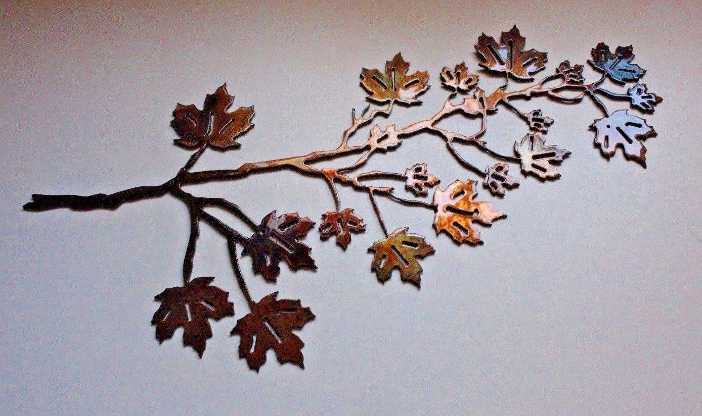 Maple Leaf Branch Metal Wall Art Decor Small 17" X 8 1/2" – Wall Sculptures Within 2018 Metallic Leaves Metal Wall Art (View 7 of 20)
