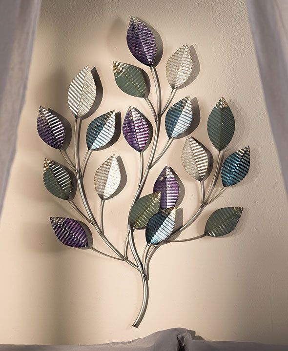 Metal Tree Wall Sculpture Leaf Wall Art Home Decor Lilac & Silver For 2018 Trees Silver Wall Art (View 3 of 20)