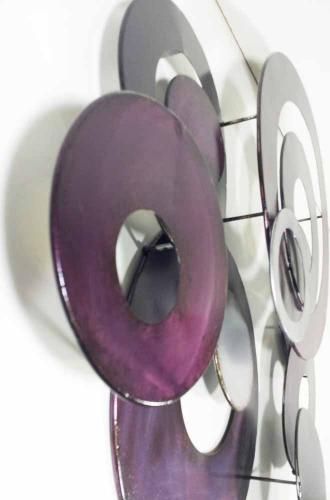 Metal Wall Art – Purple Linked Circle Disc Abstract Regarding Most Up To Date Round Gray Disc Metal Wall Art (View 7 of 20)