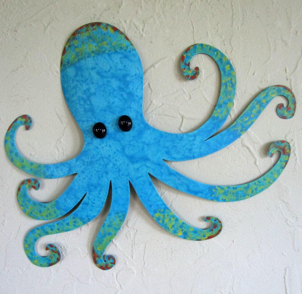 Metal Wall Art Sculpture Octopus Sealife Beach House Wall Art Regarding 2018 Octopus Metal Wall Sculptures (View 15 of 20)