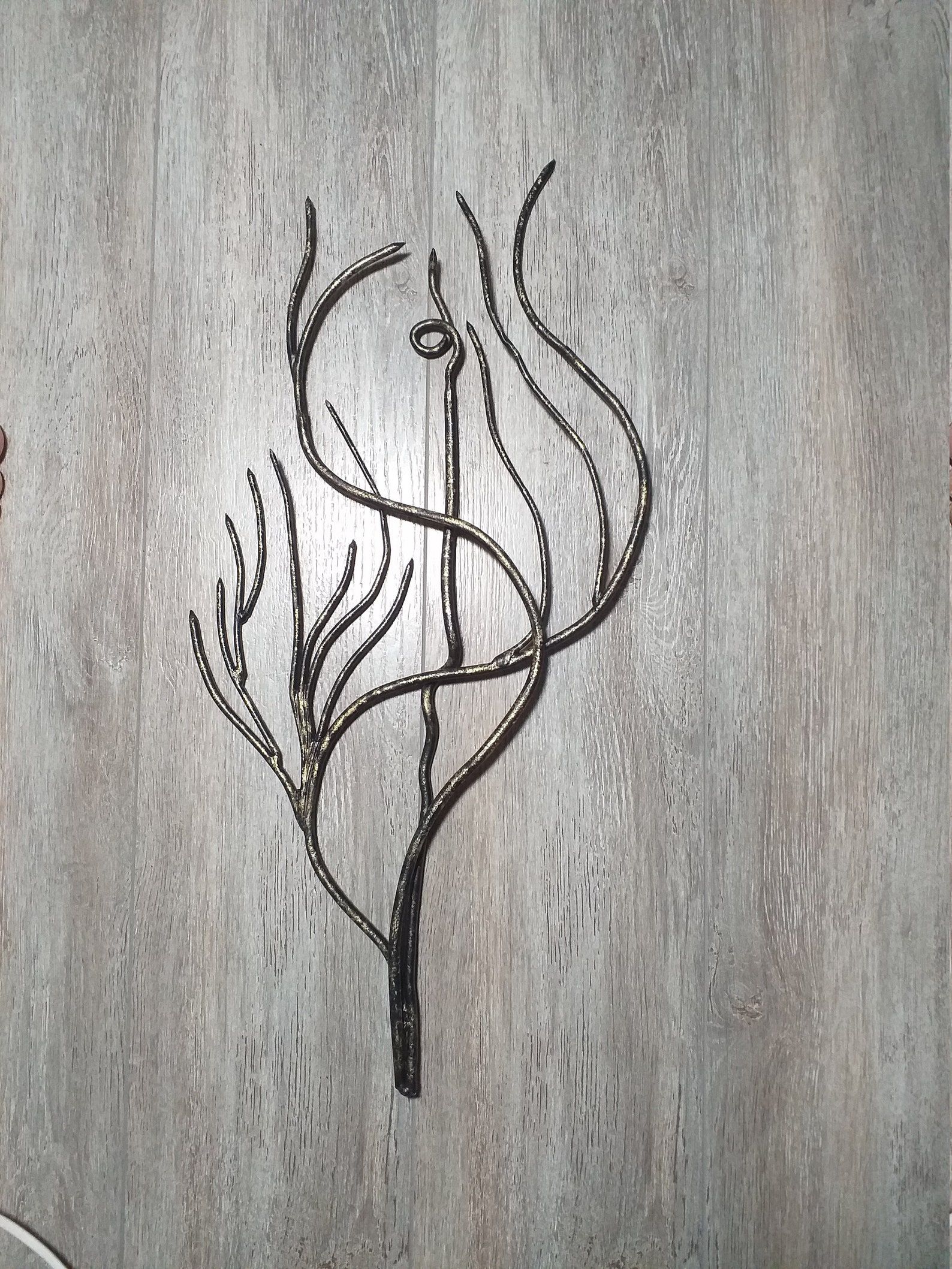 Metal Wall Decor Black Metal Twig Old Gold | Etsy With Regard To Most Popular Gold And Black Metal Wall Art (View 6 of 20)