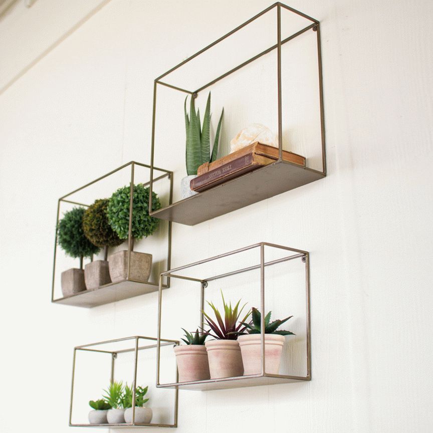 Metal Wall Shelf Group (set 4) – Nke1034 With Most Recent Wall Art With Shelves (View 13 of 20)