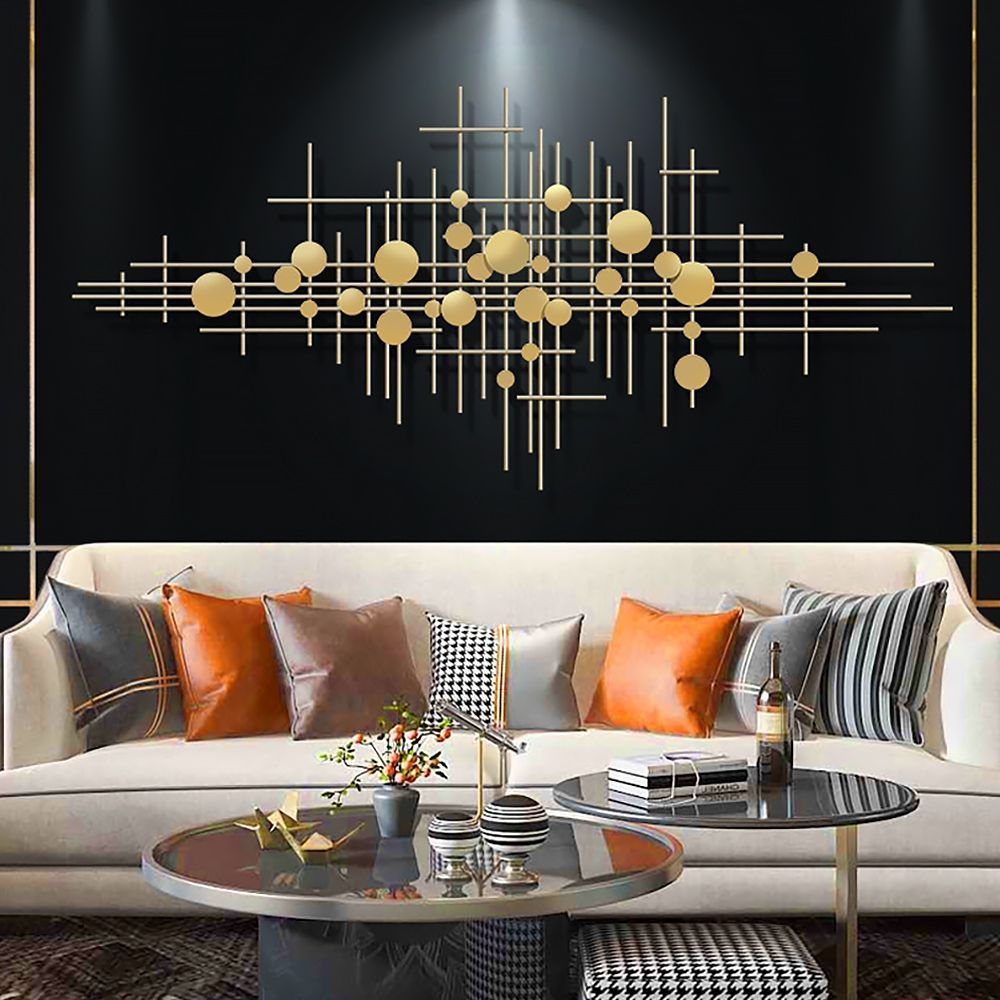 Mid Century Metal Wall Decor Abstract Bar & Dots Gold Art Intended For 2018 Abstract Modern Metal Wall Art (View 9 of 20)