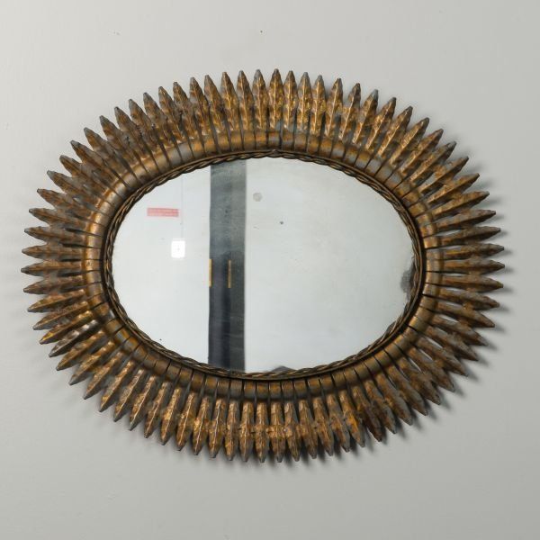 Mid Century Oval Metal Sunburst Mirror – Item:7446 Throughout Most Recently Released Twisted Sunburst Metal Wall Art (View 12 of 20)