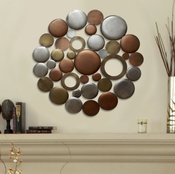 Modern Circle Metal Wall Sculpture Gold Silver Abtract Art Geometric Intended For Current Layered Rings Metal Wall Art (View 13 of 20)