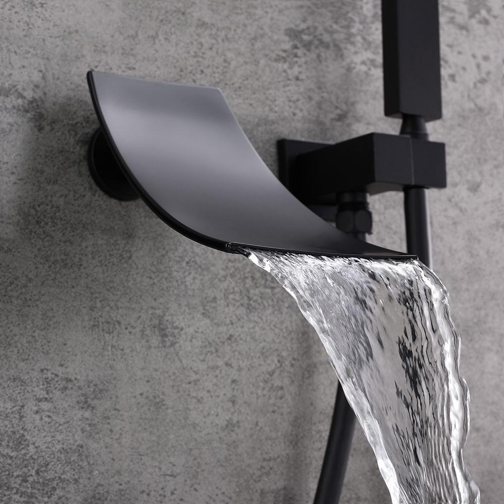Modern Waterfall Wall Mount Tub Filler Faucet Single Handle Within 2018 Matte Blackwall Art (View 13 of 20)