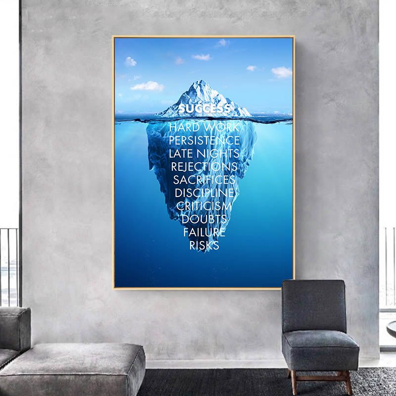 Motivational Poster Success Quotes Ice Mountain Reflection Print Nordic With Best And Newest Reflection Wall Art (View 1 of 20)