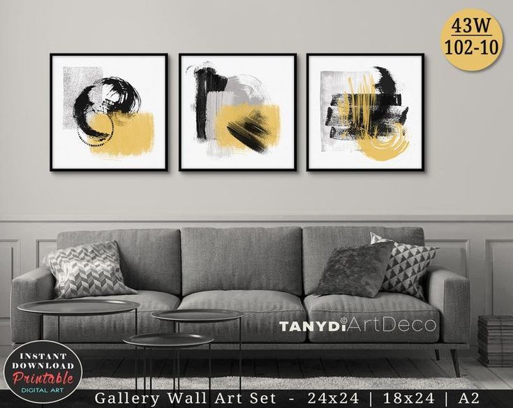 Mustard Yellow Black & Grey Brush Strokes Trendy Posters | Etsy With Most Recently Released Brushstrokes Metal Wall Art (View 11 of 20)