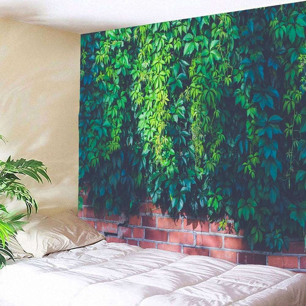 Nature Tapestry Green Plant Print Tapestry Wall Hanging Bedspread Home For Most Up To Date Natural Wall Art (Gallery 20 of 20)
