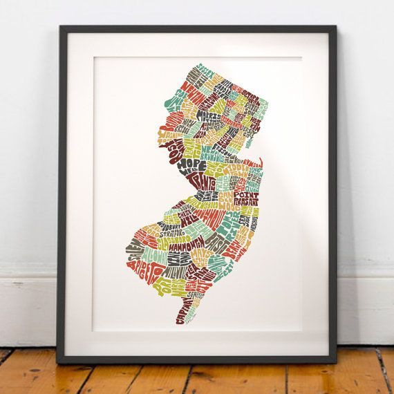 New Jersey Map Art New Jersey Art Print Signed Print Of My | Etsy Within Best And Newest New Jersey Wall Art (View 16 of 20)