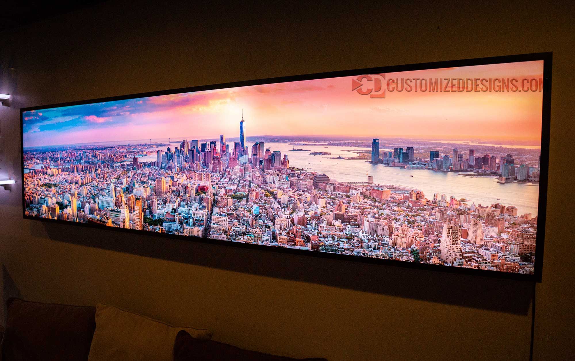 New York City Manhattan Back Lit Led Wall Art – Skylines & Cityscapes Inside Newest Starlight Wall Art (View 7 of 20)