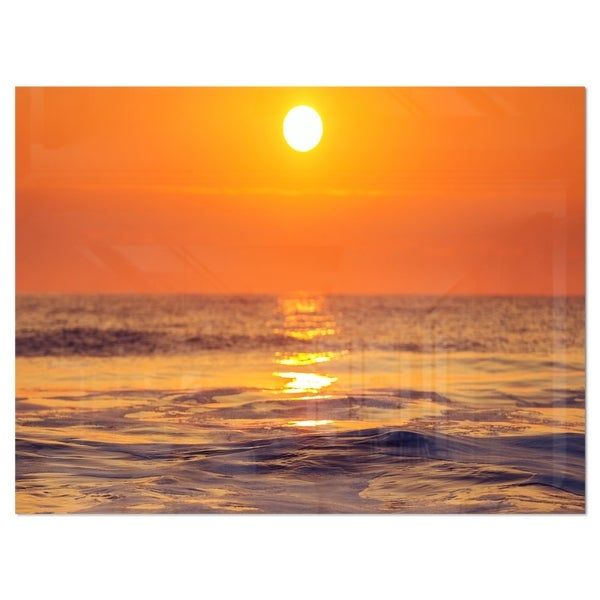 Orange Sunrise And Glittering Waters – Seashore Glossy Metal Wall Art Intended For Latest Sunrise Metal Wall Art (View 13 of 20)