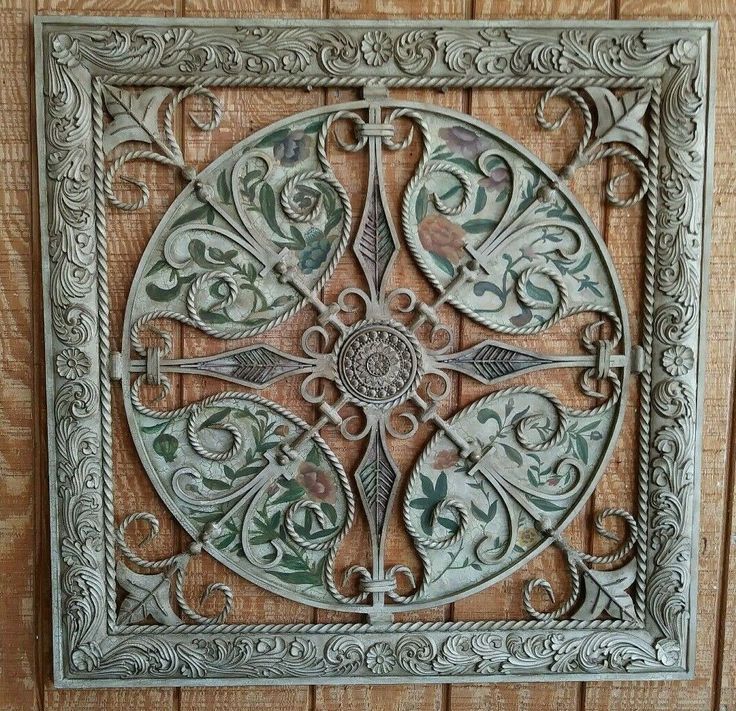 Painted Large 37" Square Tuscan Welded Scroll Wrought Iron Metal Wall Inside 2017 Square Brass Wall Art (View 6 of 20)
