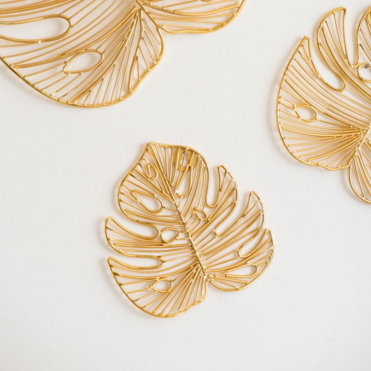 Palm Leaf Set Of 3 Wall Decor Gold – The Decor Remedy With Regard To Current Gold Leaves Wall Art (Gallery 20 of 20)
