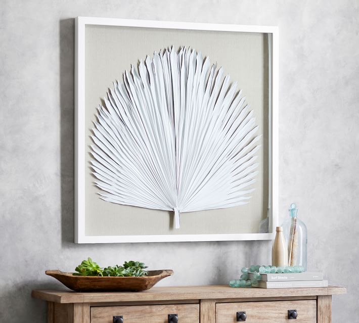 Palm Leaf Shadow Box Art – White | Wall Art | Pottery Barn Inside Best And Newest Shadows Wall Art (View 14 of 20)