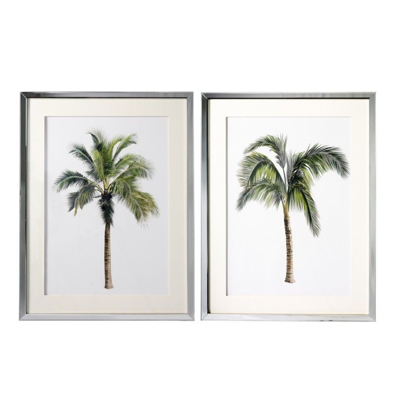 Palm Tree 2 Piece Mirror Framed Wall Art Print Set,  (View 12 of 20)