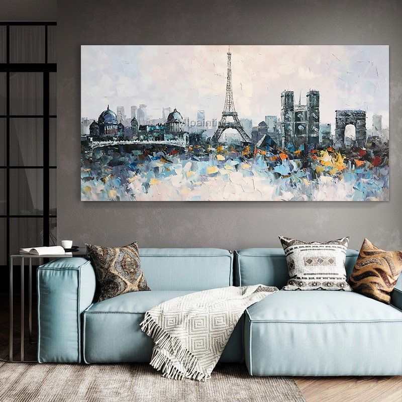 Paris Wall Art Eiffel Tower Cityscape Skyline Abstract City | Etsy Intended For Most Popular Tower Wall Art (View 4 of 20)
