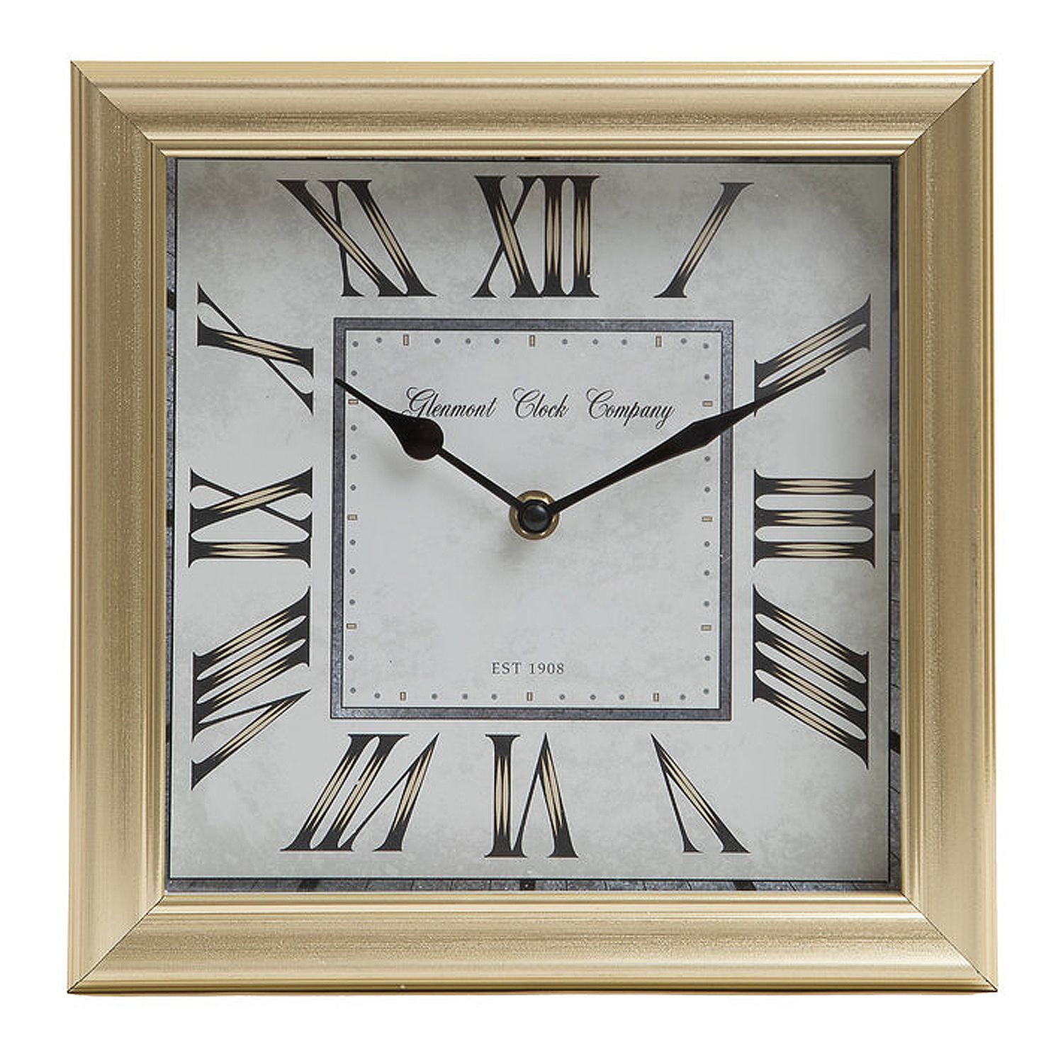 Patton Wall Decor 10" Brushed Gold Roman Numeral Square Tabletop Clock With Current Brushed Gold Wall Art (View 3 of 20)
