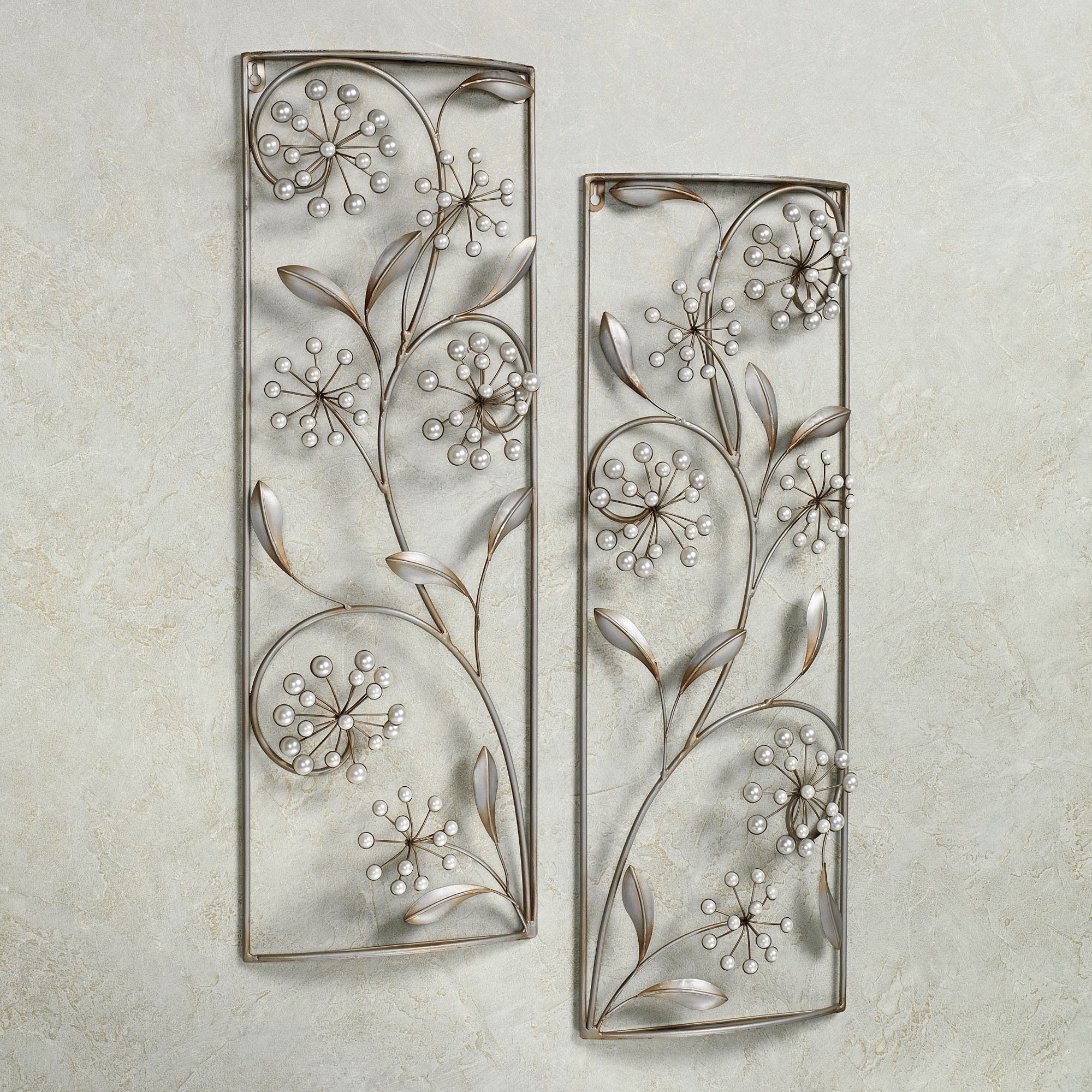 Pearlette Metal Wall Art Panel Set In Newest Silver Flower Wall Art (View 8 of 20)