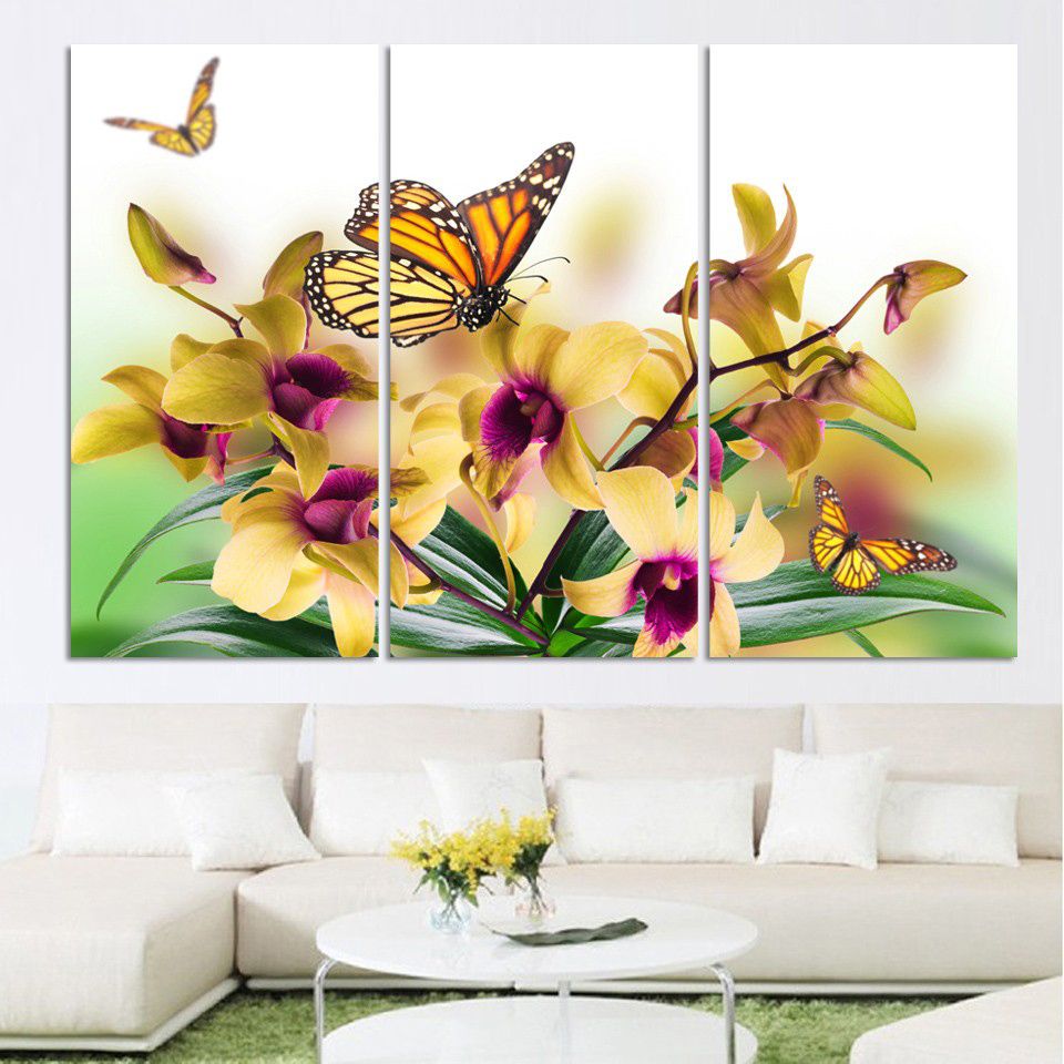 Pictures Home Wall Art Framework Hd Prints Canvas 3 Pieces Yellow Pertaining To Most Recently Released Yellow Bloom Wall Art (View 2 of 20)
