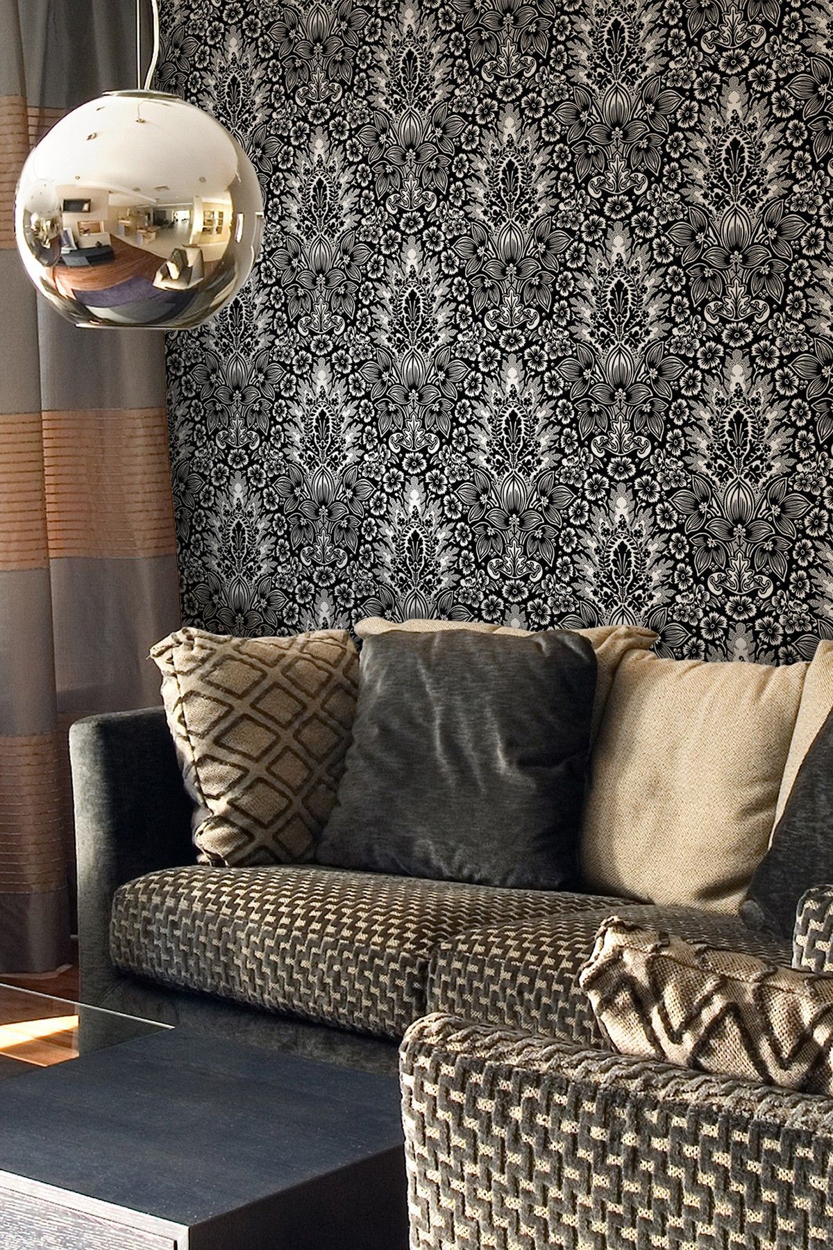 Polynesian Damask Removable Wall Decal// | Funky Home Decor, Decor Regarding Most Recent Damask Wall Art (View 5 of 20)