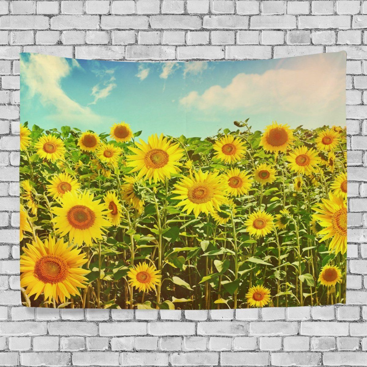 Popcreation Summer Sunshine Sunflower Wall Art Decoration, Blue Sky With Most Recent Sunflower Metal Framed Wall Art (View 10 of 20)