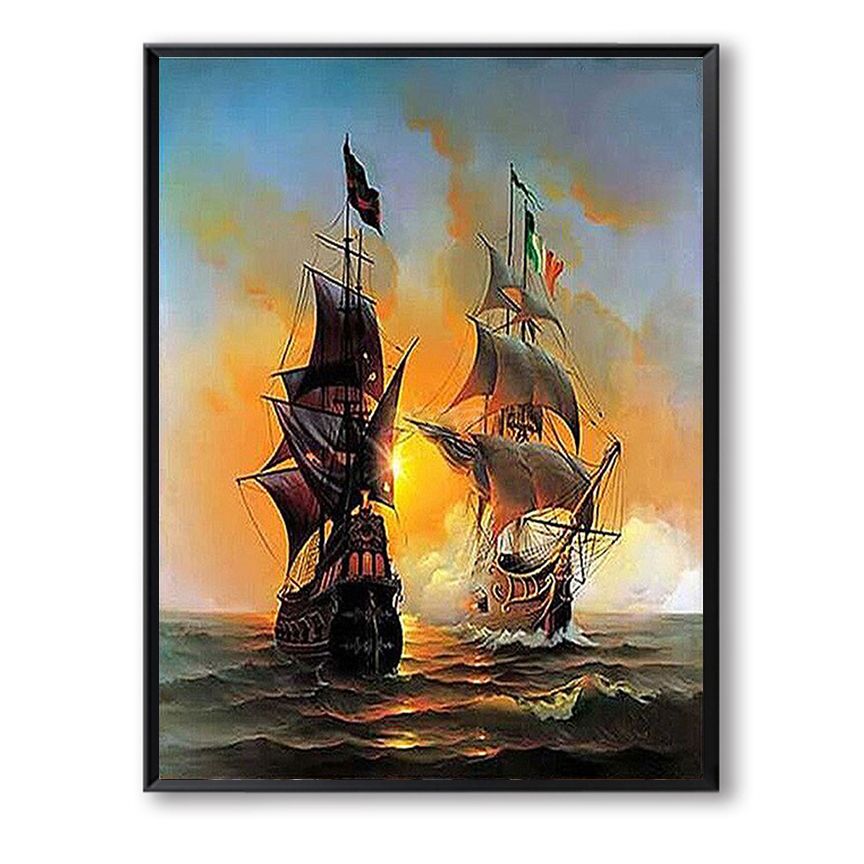 Posters Ocean Canavs Sail Boat Wall Art Canvas Painting Diy Coloring Regarding Newest Sail Wall Art (View 13 of 20)