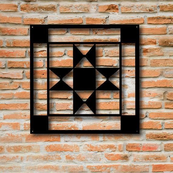 Quilting Farmhouse Rustic Metal Wall Art Decor, Quilt Square Art, Ohio Within Most Recent Square Brass Wall Art (Gallery 20 of 20)