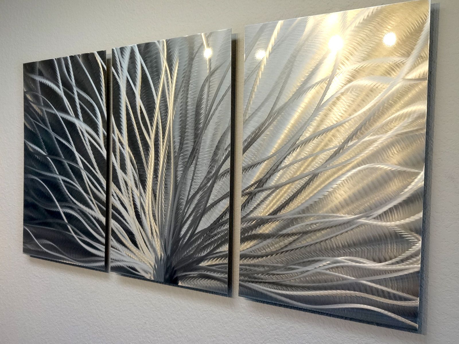 Radiance – 3 Panel Metal Wall Art Abstract Contemporary Modern Decor On Throughout Current Abstract Modern Metal Wall Art (View 7 of 20)