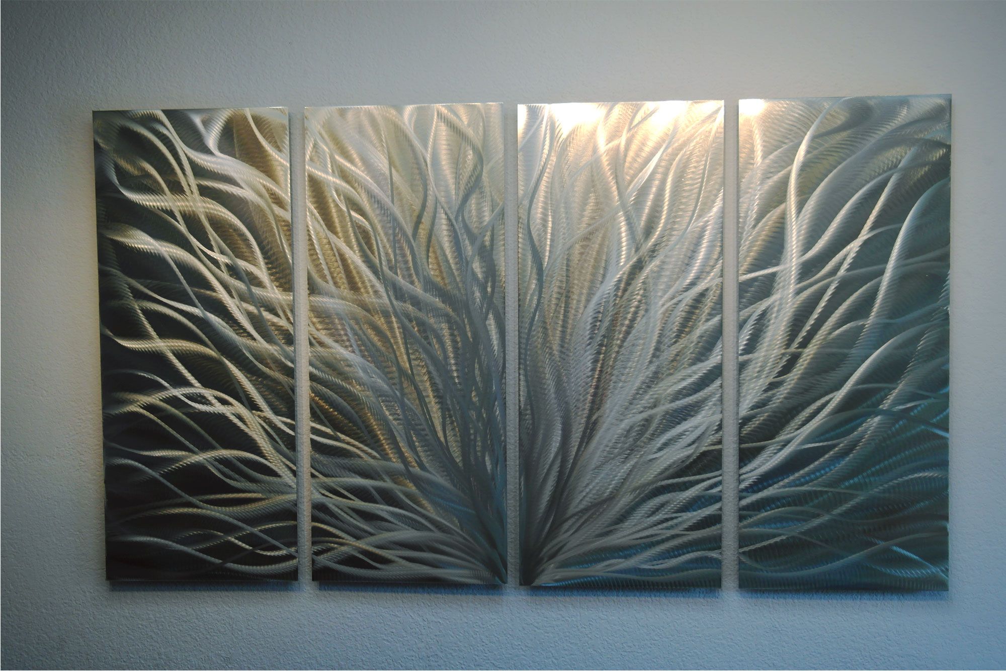 Radiance Silver And Gold 36x63 – Abstract Metal Wall Art Contemporary Intended For Most Popular Gold And White Metal Wall Art (View 18 of 20)