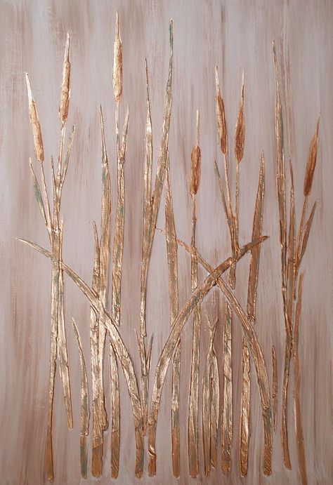 Raised Plaster Freestyle Cattails Stencil Wall Stencil Decorative Inside Best And Newest Cattails Wall Art (View 17 of 20)