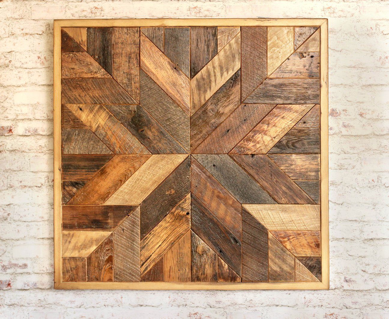 Reclaimed Wood Quilt Square (26 Inches) | Wooden Wall Decor, Reclaimed Pertaining To Most Current Square Wall Art (View 3 of 20)