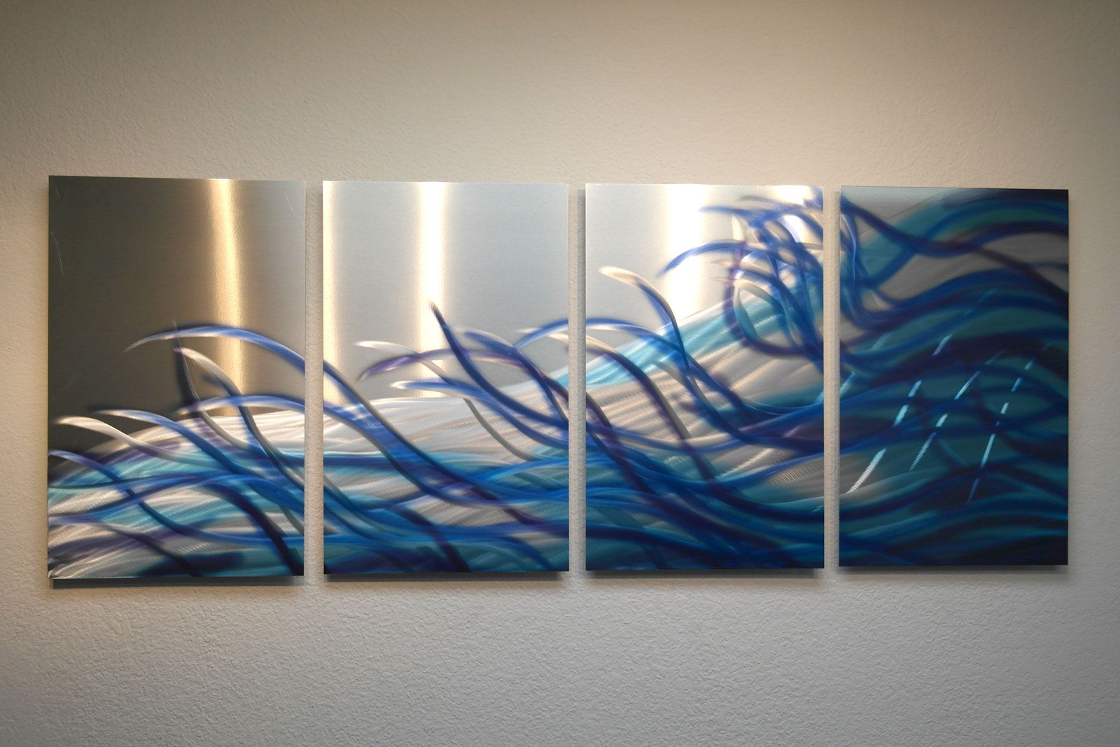 Resonance Blue  Metal Wall Art Abstract Contemporary Modern Decor On Pertaining To Latest Metallic Swirl Wall Art (View 3 of 20)