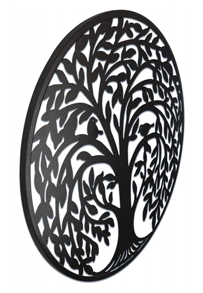 Round Metal Wall Art Decorative Wall Sculpture Natural Sanctuary Tree With 2018 Black Antique Silver Metal Wall Art (View 14 of 20)