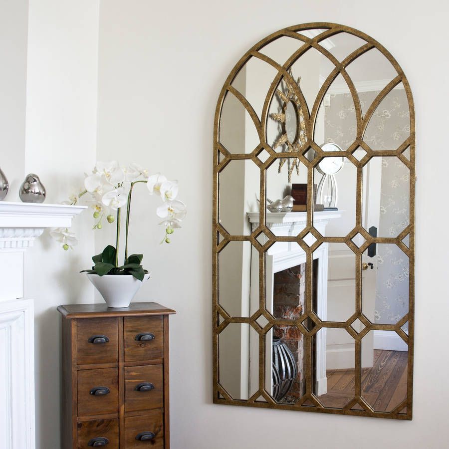 'rustic' Gold Metal Window Mirrordecorative Mirrors Online In Current Gold Metal Mirrored Wall Art (View 10 of 20)