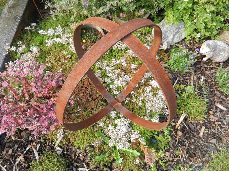 Rusty Metal Ring Sculpture / Garden Rings Rustic Sculpture / | Etsy With Most Recent Layered Rings Metal Wall Art (View 5 of 20)