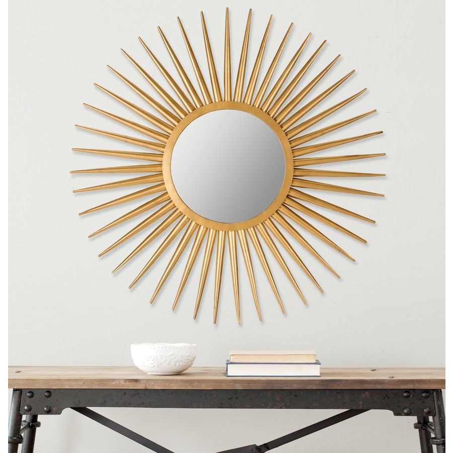 Safavieh Sun Flair Gold Framed Sunburst Wall Mirror At Lowes Throughout Most Up To Date Sunburst Mirrored Wall Art (View 3 of 20)