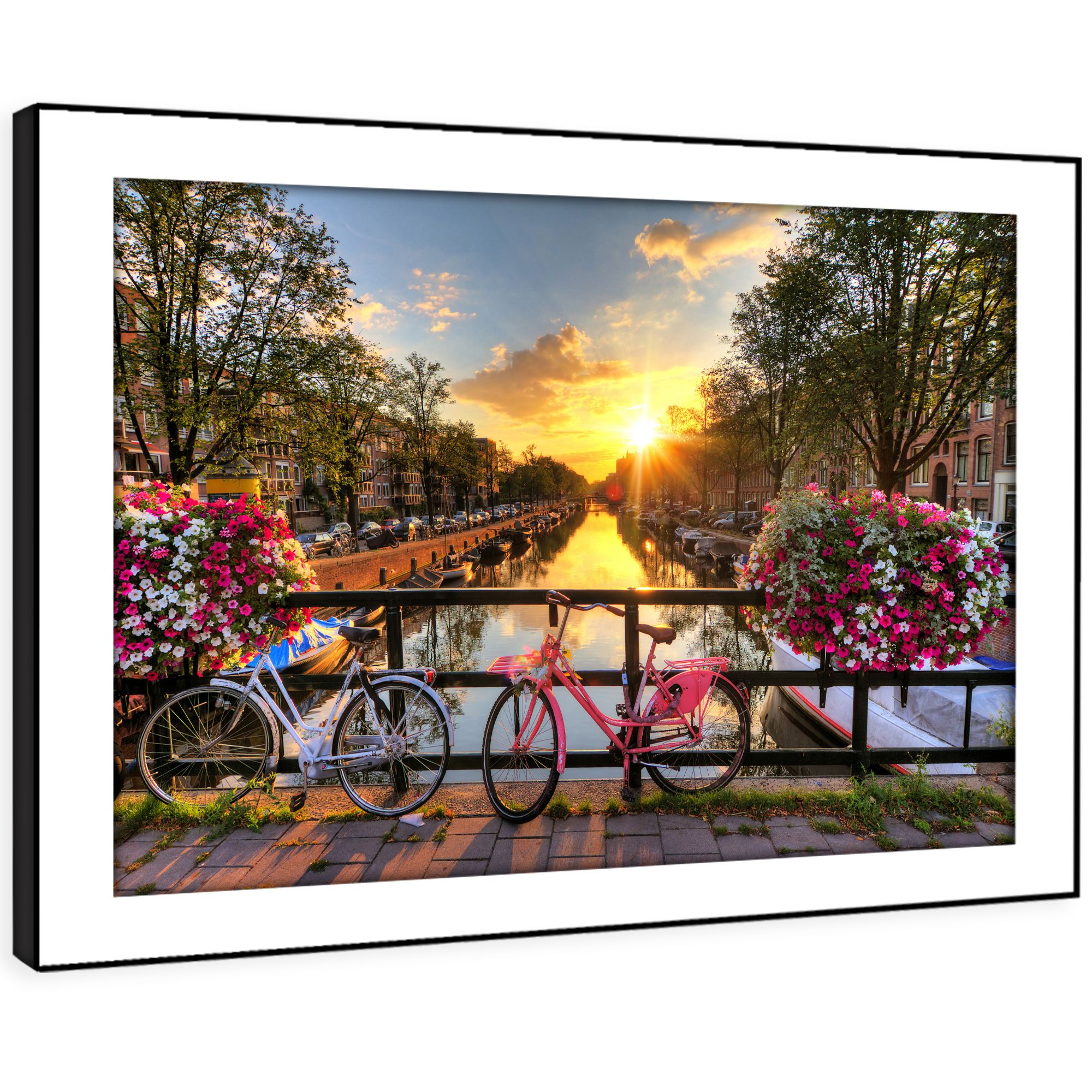 Sc455 Amsterdam Bicycle Bridge Landscape Framed Wall Art Large Picture With Recent Bridge Wall Art (View 11 of 20)